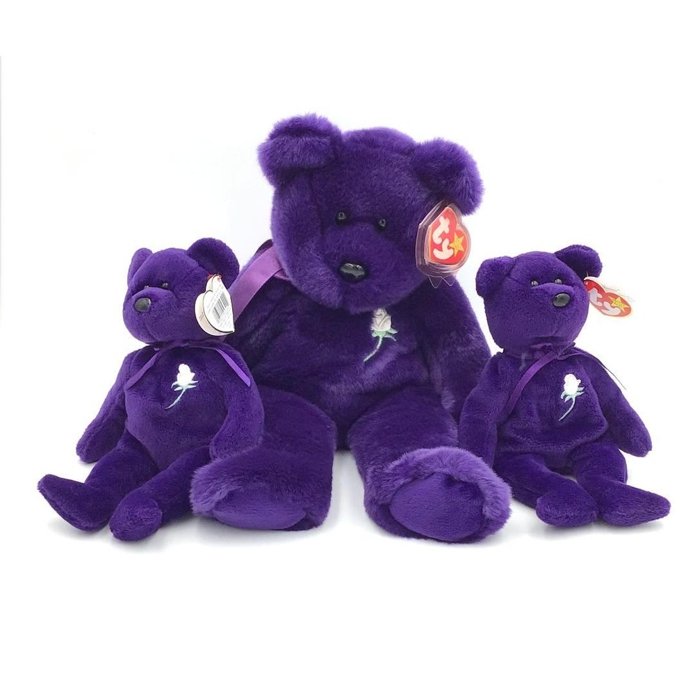 Ty Beanie Babies Princess Diana Plush Bears‎ 1997 PE Pellets Purple (3) Y2K Toys - Picture 2 of 16